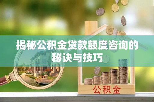 美浓揭秘公积金贷款额度咨询的秘诀与技巧