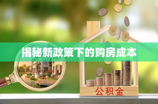 美浓揭秘新政策下的购房成本